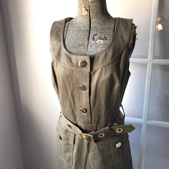 Milly of New York olive green belted dress - Picture 2 of 8